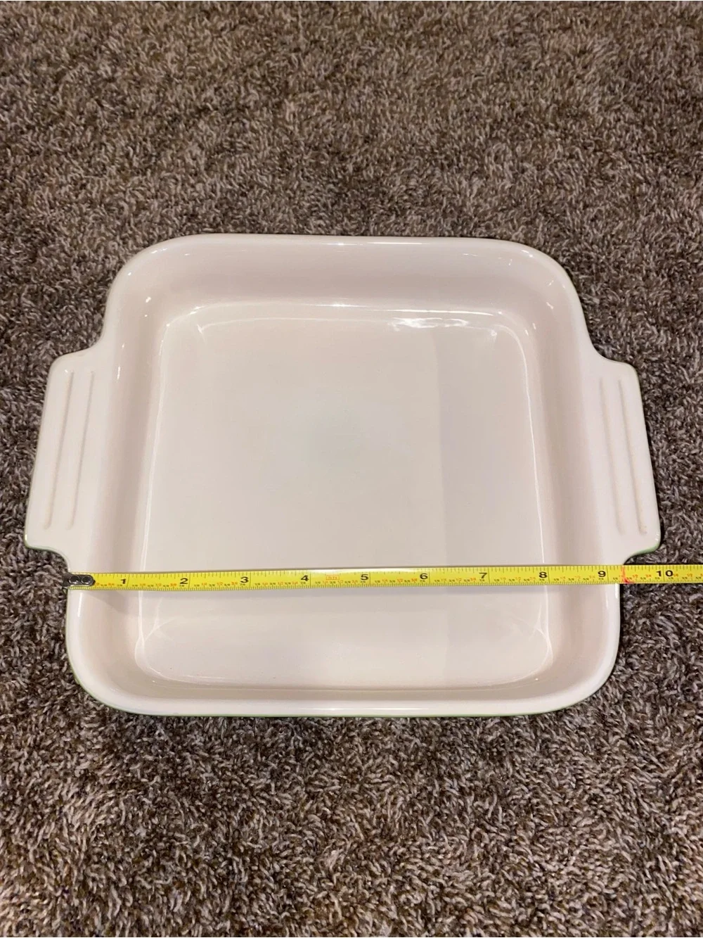 Le Creuset Square Stoneware Baking Dish 9x9 Green Lime Cream Casserole France